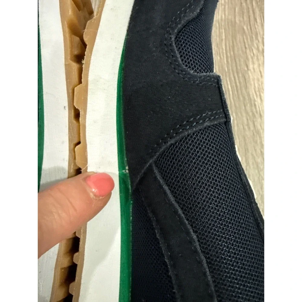 J.Crew Womens Navy‎ Blue Suede Mesh Trainers Sneakers Green Accents 7.5
